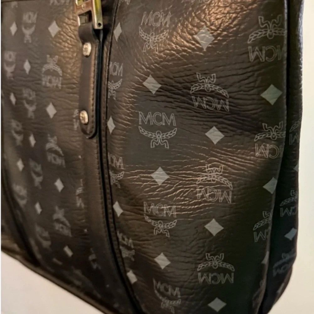 MCM Black and Gray Viestoe Tote Silver Hardware